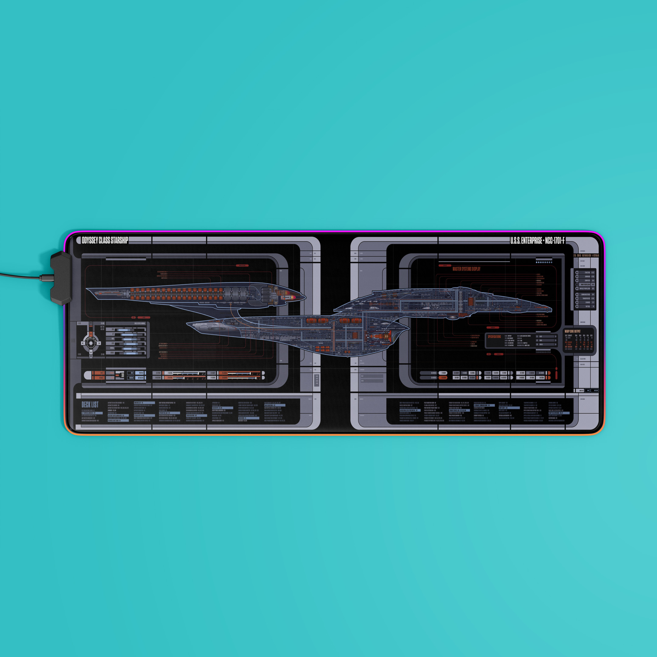 The Enterprise NCC-1701-F Odyssey Class Starship LED Desk Mat 6 The Enterprise NCC-1701-F Odyssey Class Starship LED Desk Mat - Image 6