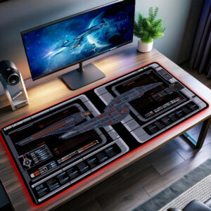 The Enterprise NCC-1701-F Odyssey Class Starship LED Desk Mat