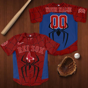 Custom Name and Number Boston Red Sox x Spider Man 2026 Baseball Jersey