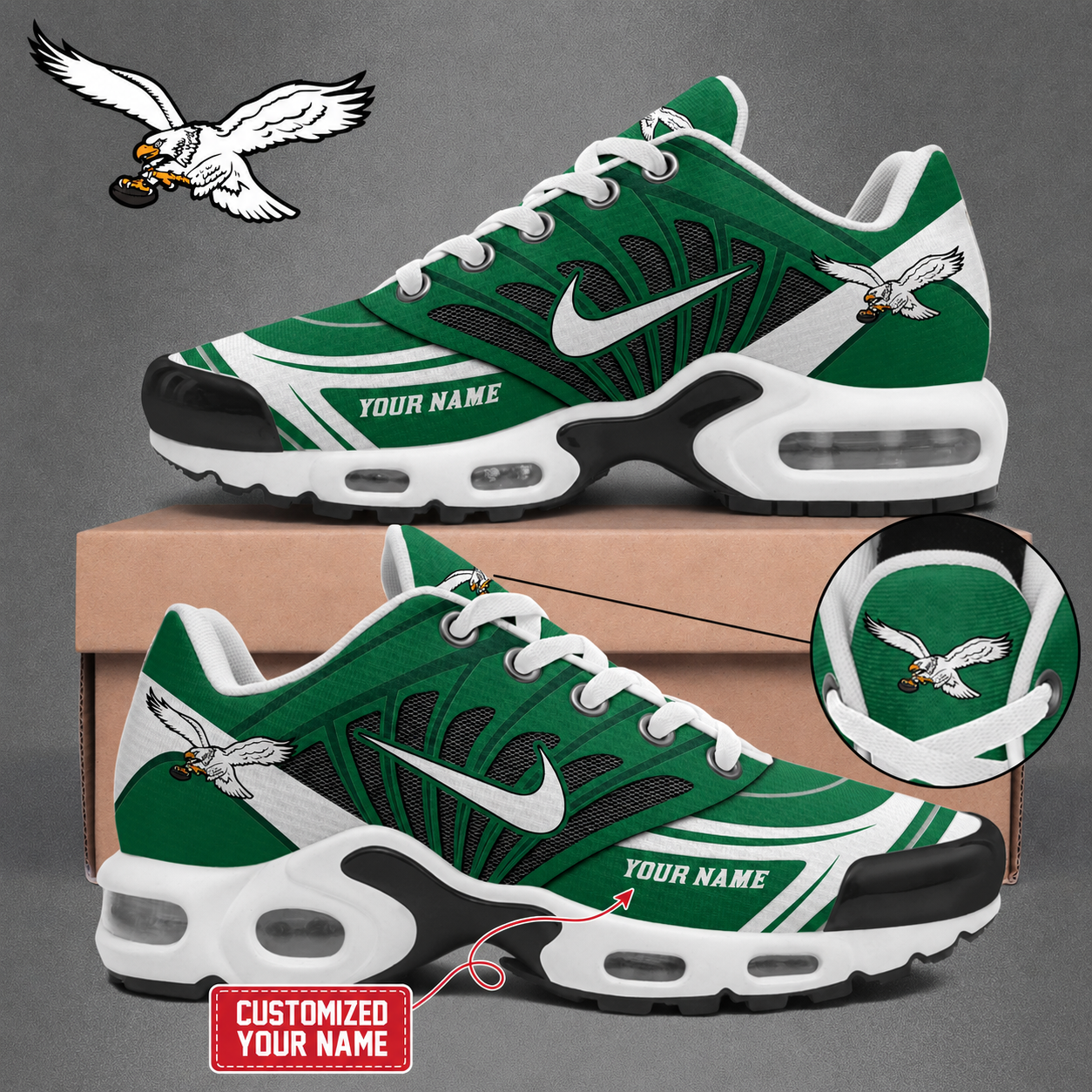 Philadelphia Eagles Kelly Green Air Max Plus Sneakers 1 Philadelphia Eagles Kelly Green Air Max Plus Sneakers
