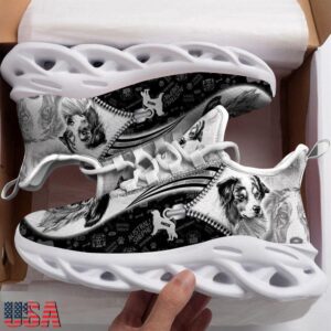 Australian Shepherd Sketch Dogs Lover Air Max Shoes Air Cushion Sneakers, Running Sneakers