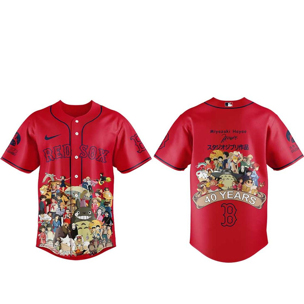 Boston Red Sox Miyazaki Hayao 40 Years Of Studio Ghibli 2026 Baseball Jersey 1 Boston Red Sox Miyazaki Hayao 40 Years Of Studio Ghibli 2026 Baseball Jersey