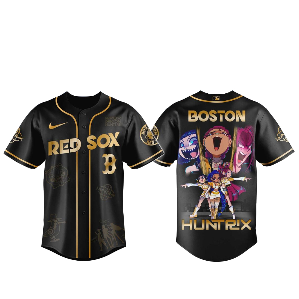 Boston Red Sox x Kpop Demon Hunter 2026 Golden Baseball Jersey 1 Boston Red Sox x Kpop Demon Hunter 2026 Golden Baseball Jersey