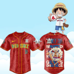 Boston Red Sox x One Piece Luffy 2026 Baseball Jersey Version 4