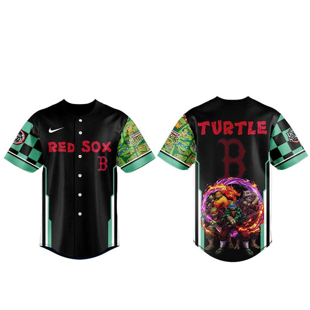 Boston Red Sox x Teenage Mutant Ninja Turtles and Demon Slayer 2026 Baseball Jersey 1 Boston Red Sox x Teenage Mutant Ninja Turtles and Demon Slayer 2026 Baseball Jersey