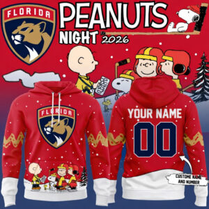 Custom Name And Number Florida Panthers x Peanuts Night 2026 Hoodie