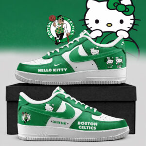 Custom Name Boston Celtics x Hello Kitty Night 2026 Air Force 1 Shoes Sneakers
