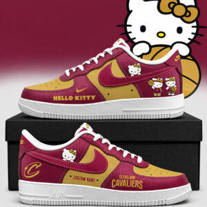 Custom Name Cleveland Cavaliers x Hello Kitty Night 2026 Air Force 1 Shoes Sneakers