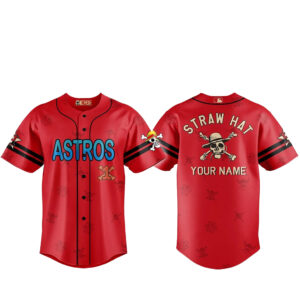Custom Name Houston Astros One Piece 2 Live Action Luffy Neighbours Baseball Jersey