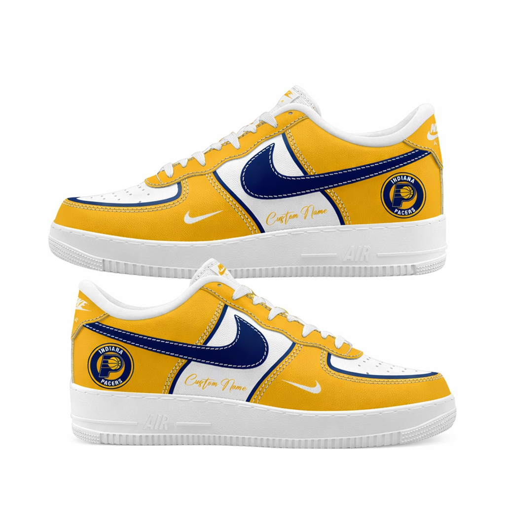 Custom Name Indiana Pacers Basketball Air Force 1 Shoes Sneakers 1 Custom Name Indiana Pacers Basketball Air Force 1 Shoes Sneakers