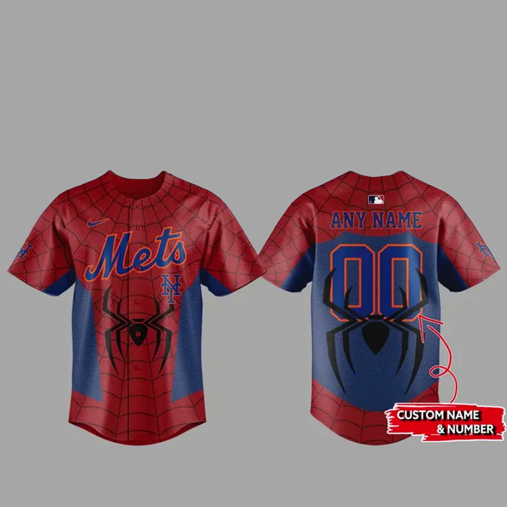 Custom Name New York Mets x Spider Man 2026 Baseball Jersey 1 Custom Name New York Mets x Spider Man 2026 Baseball Jersey