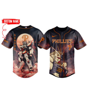 Custom Name Philadelphia Phillies x Gundam Baseball Jersey
