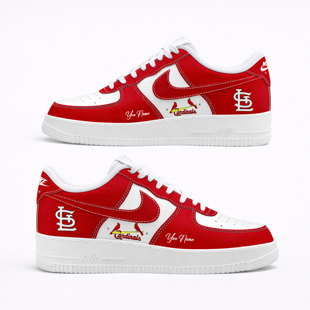 Custom Name St Louis Cardinals Baseball League Air Force 1 Shoes Sneakers 1 Custom Name St Louis Cardinals Baseball League Air Force 1 Shoes Sneakers
