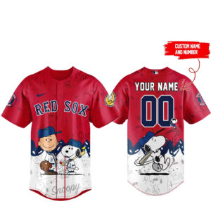 Custom Name and Number Boston Red Sox x Peanuts Night 2026 Baseball Jersey