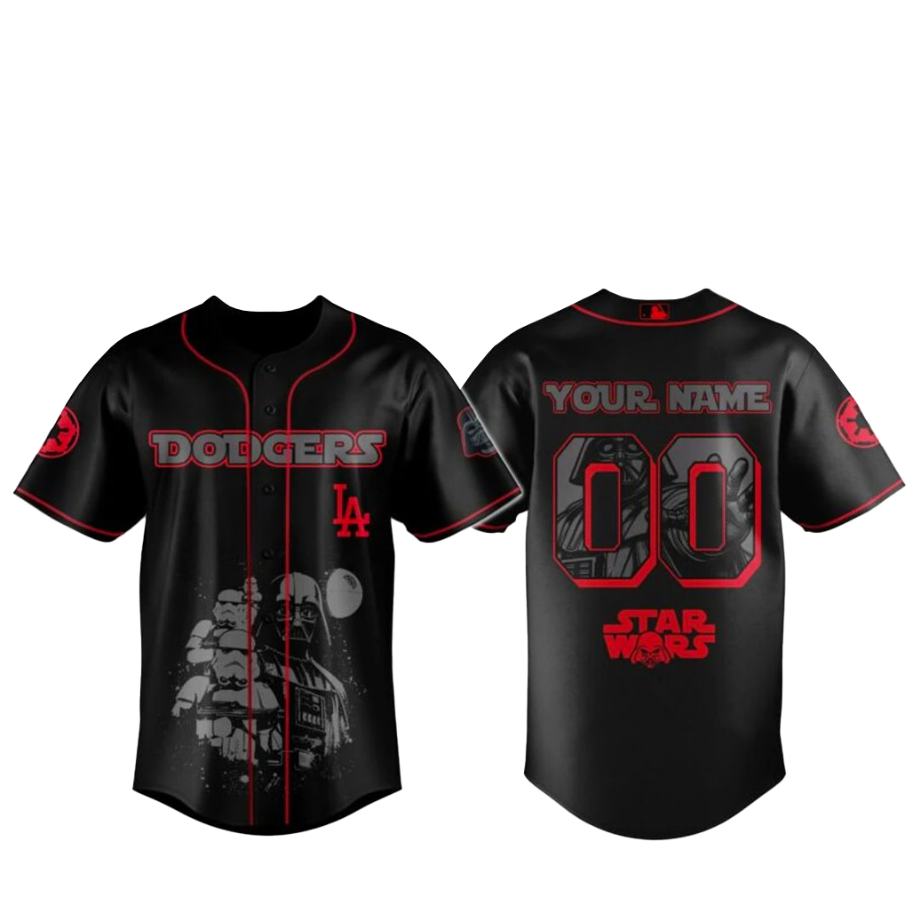 Custom Name and Number Los Angeles Dodgers x Star Wars Dark Force Baseball Jersey 1 Custom Name and Number Los Angeles Dodgers x Star Wars Dark Force Baseball Jersey