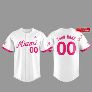 Custom Name and Number Miami Hurricanes Baseball Fight Against Cancer 2026 Baseball Jersey