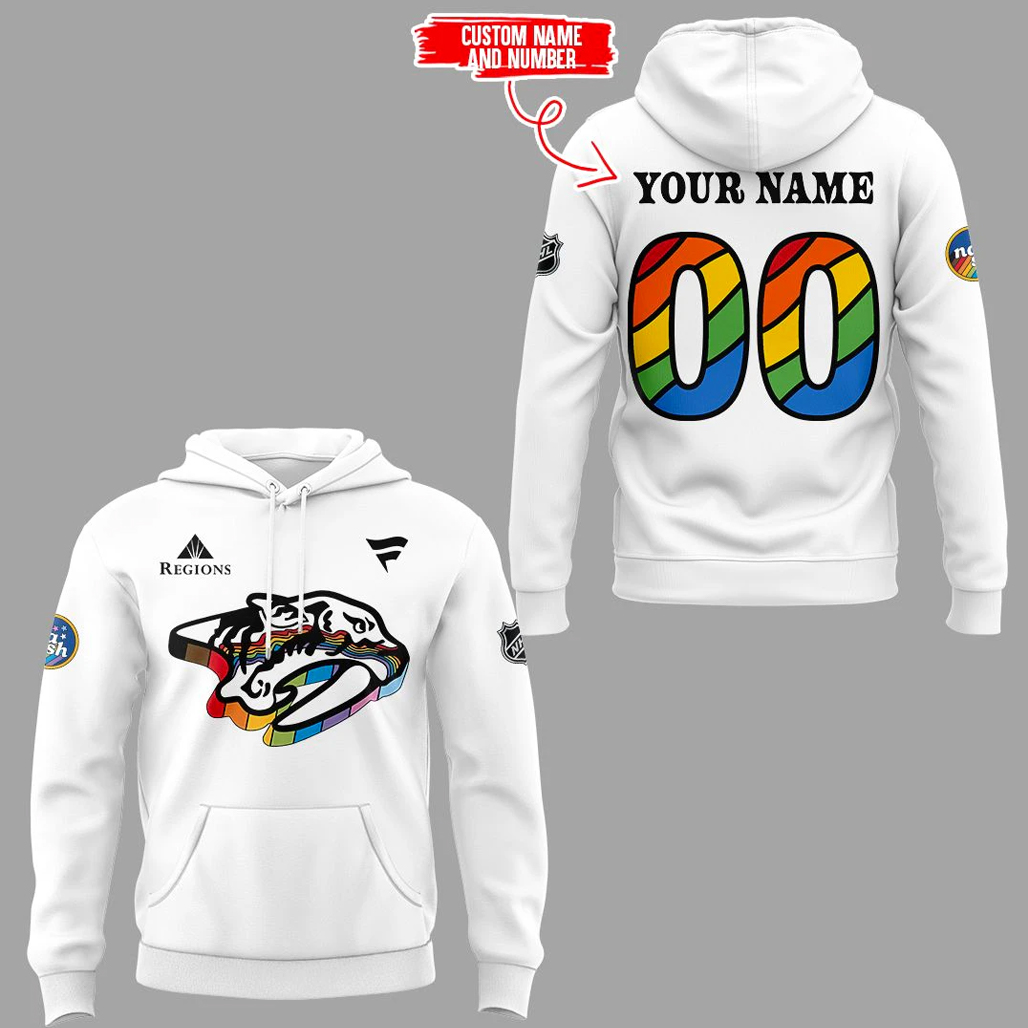 Custom Name and Number Nashville Predators Pride Night 2026 Shirt 2 Custom Name and Number Nashville Predators Pride Night 2026 Hoodie