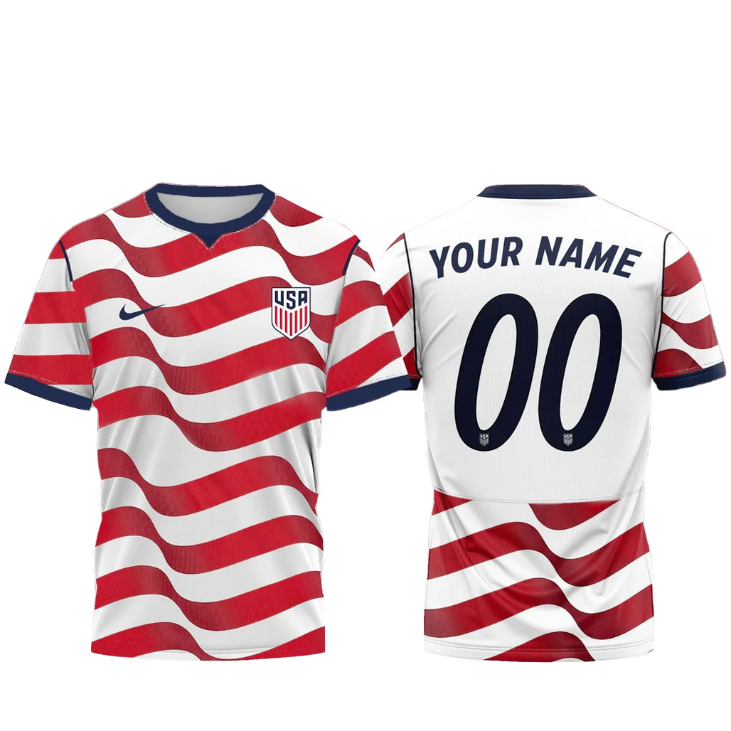 Custom Name and Number U.S. Men's National Team Soccer 2026 T-Shirt Version 1 1 Custom Name and Number U.S. Men's National Team Soccer 2026 T-Shirt Version 1