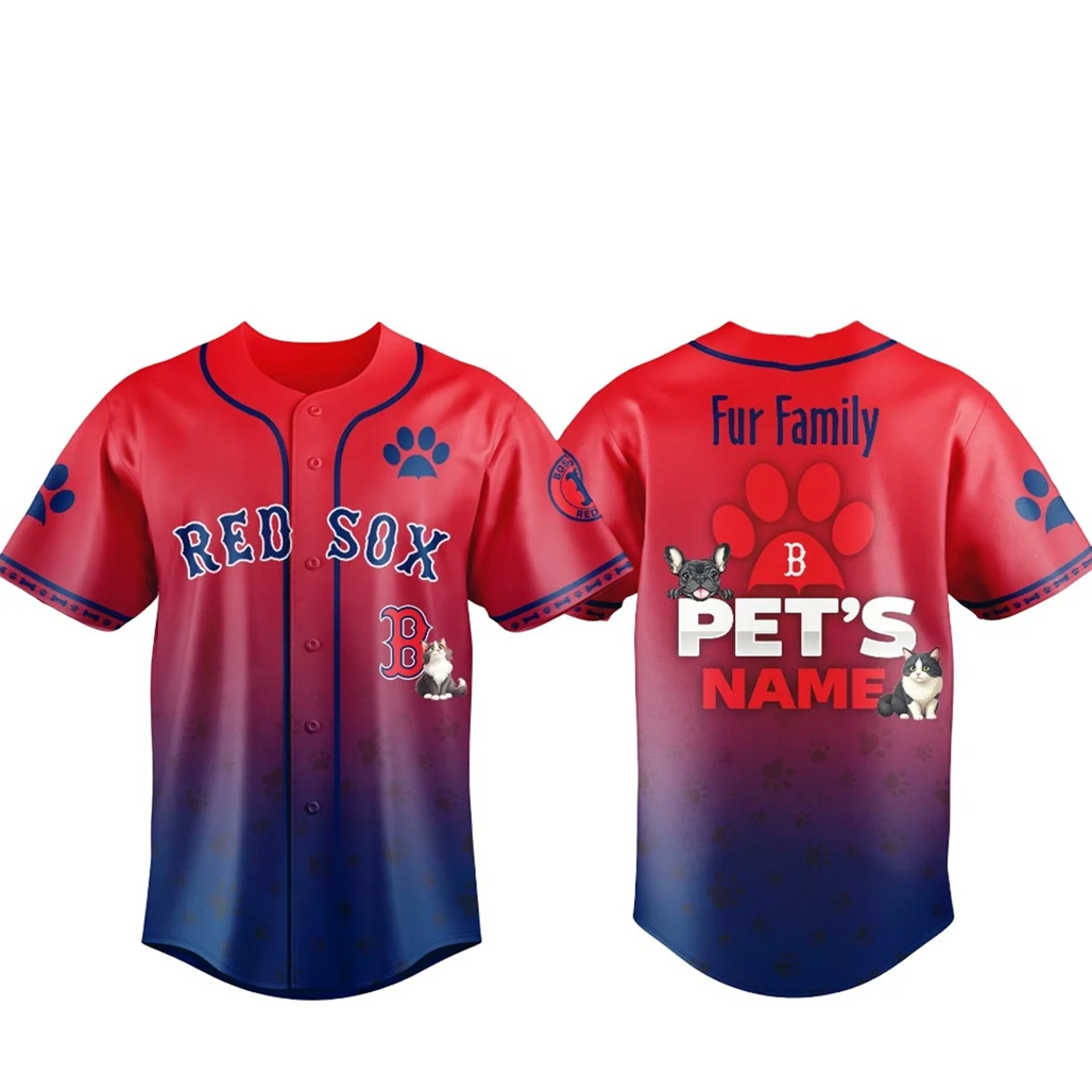 Custom Pet's Name Boston Red Sox Fur Family Pet Game Night 2026 Baseball Jersey 1 Custom Pet's Name Boston Red Sox Fur Family Pet Game Night 2026 Baseball Jersey