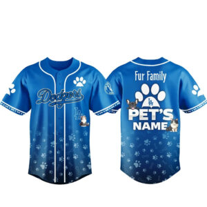 Custom Pet's Name Los Angeles Dodgers Fur Family Pet Game Night 2026 Baseball Jersey