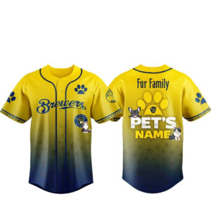 Custom Pet's Name Milwaukee Brewers Fur Family Pet Game Night 2026 Baseball Jersey