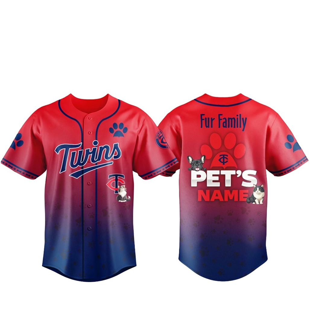Custom Pet's Name Minnesota Twins Fur Family Pet Game Night 2026 Baseball Jersey 1 Custom Pet's Name Minnesota Twins Fur Family Pet Game Night 2026 Baseball Jersey