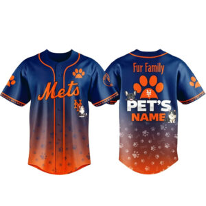 Custom Pet's Name New York Mets Fur Family Pet Game Night 2026 Baseball Jersey