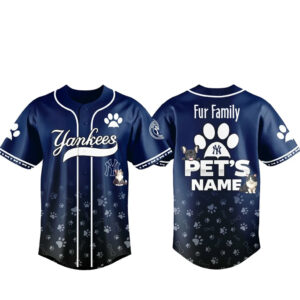 Custom Pet's Name New York Yankees Fur Family Pet Game Night 2026 Baseball Jersey