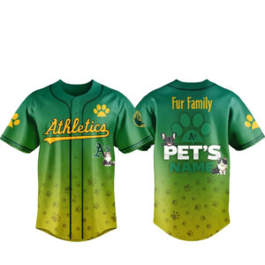 Custom Pet's Name Oakland Athletics Fur Family Pet Game Night 2026 Baseball Jersey