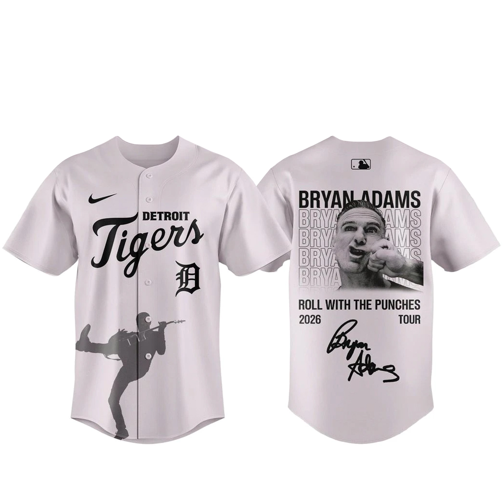 Detroit Tigers x Bryan Adams Roll With The Punches Tour 2026 Baseball Jersey 1 Detroit Tigers x Bryan Adams Roll With The Punches Tour 2026 Baseball Jersey