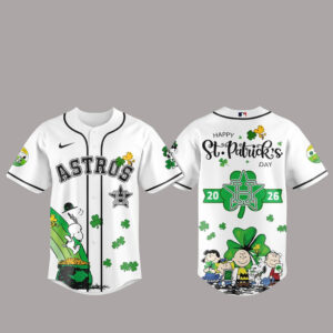 Houston Astros Peanuts Snoopy 2026 St. Patrick’s Day Baseball Jersey