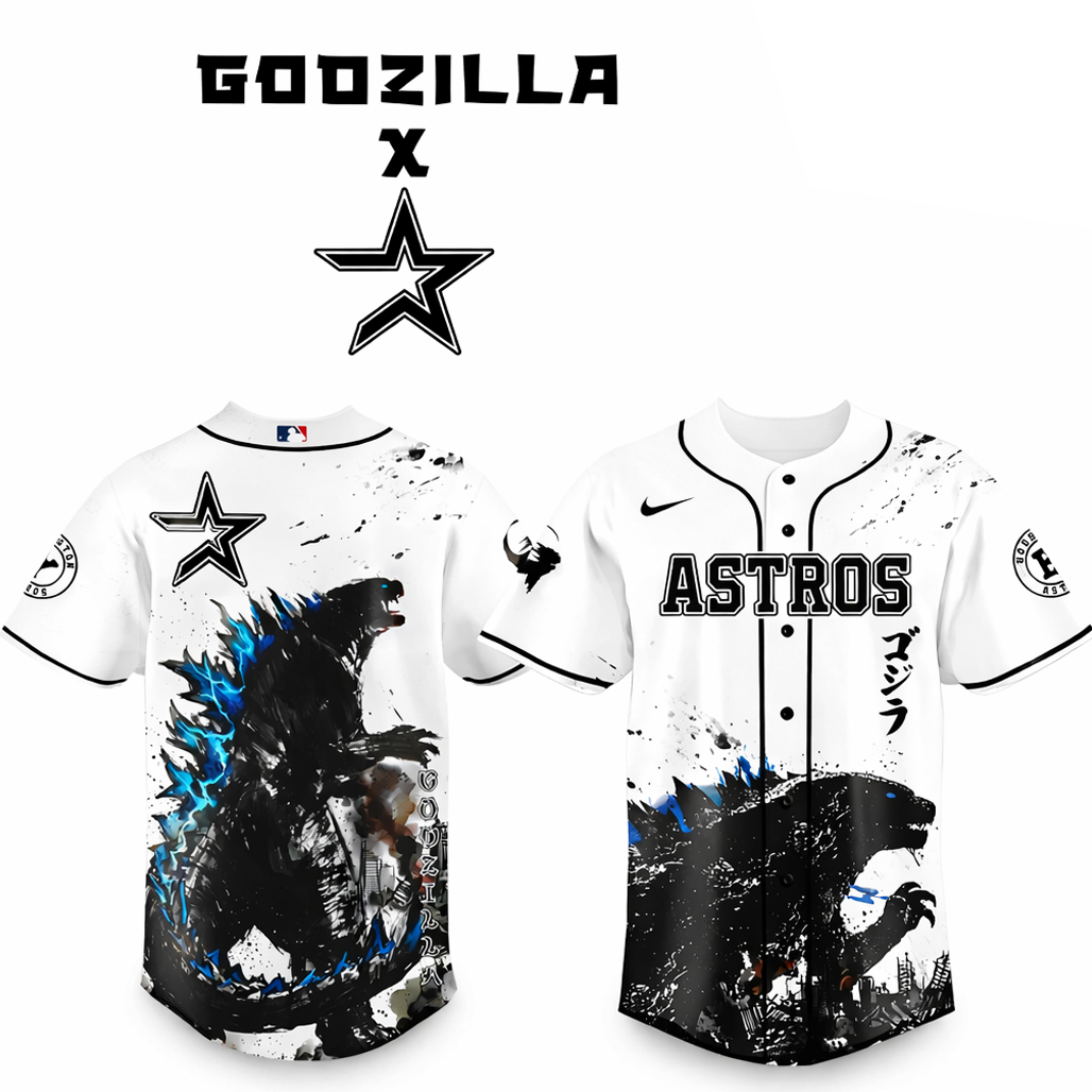 Houston Astros x Godzilla Monster Baseball Jersey 1 Houston Astros x Godzilla Monster Baseball Jersey
