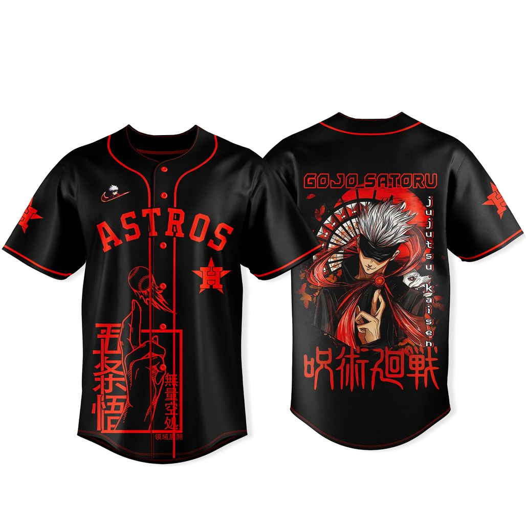 Houston Astros x Jujutsu Kaisen Night Back Gojo Baseball Jersey 1 Houston Astros x Jujutsu Kaisen Night Back Gojo Baseball Jersey