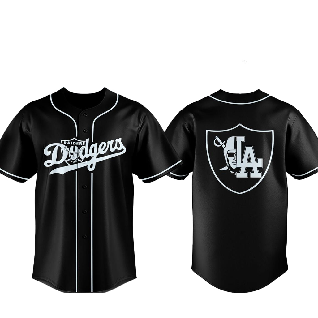 Las Vegas Raiders x Los Angeles Dodgers Night 2026 Baseball Jersey 1 Las Vegas Raiders x Los Angeles Dodgers Night 2026 Baseball Jersey