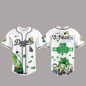 Los Angeles Dodgers Peanuts Snoopy 2026 St. Patrick’s Day Baseball Jersey