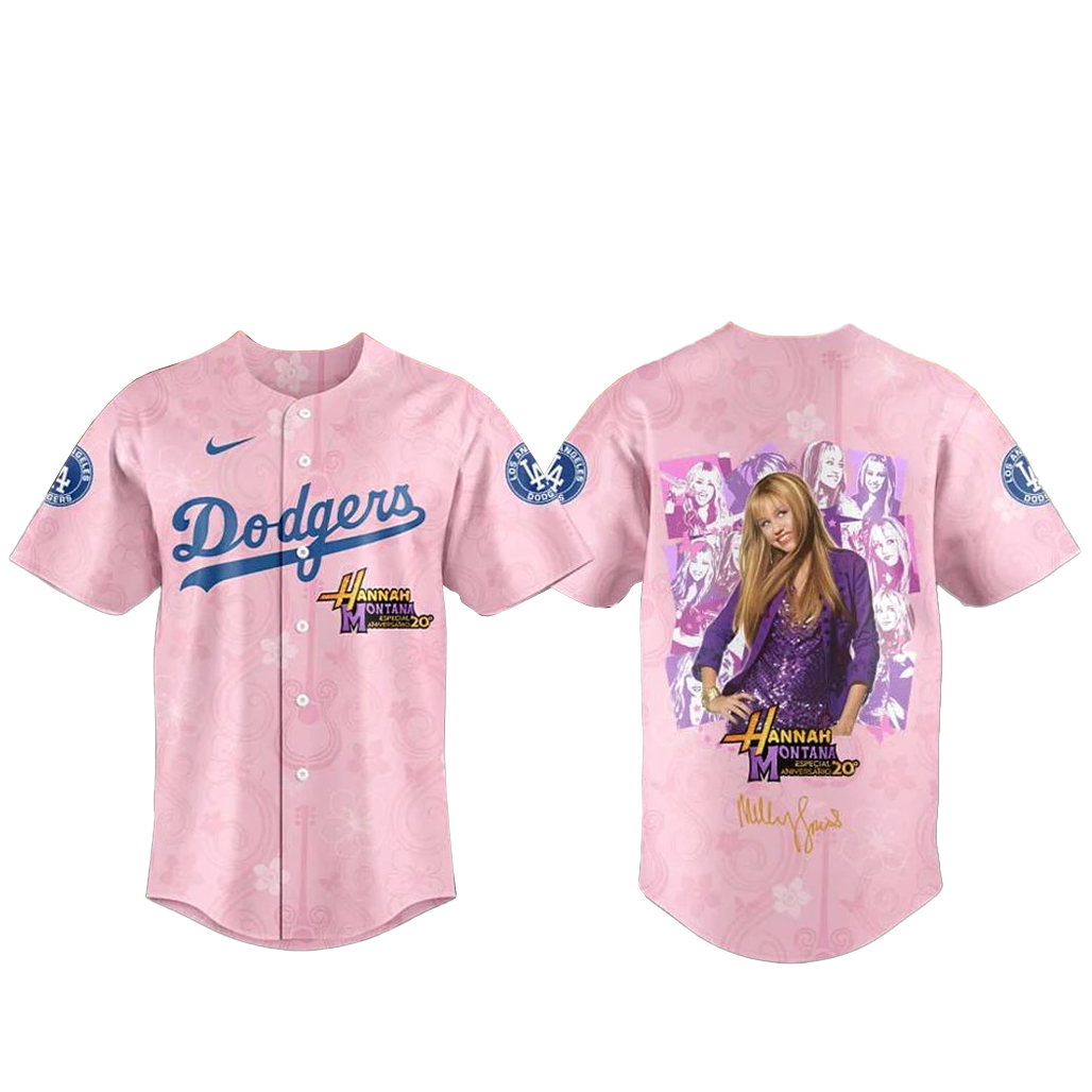 Los Angeles Dodgers x Hannah Montana 20th Anniversary Baseball Jersey 1 Los Angeles Dodgers x Hannah Montana 20th Anniversary Baseball Jersey