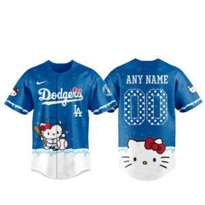 Los Angeles Dodgers x Hello Kitty Night Custom Name and Number Baseball Jersey