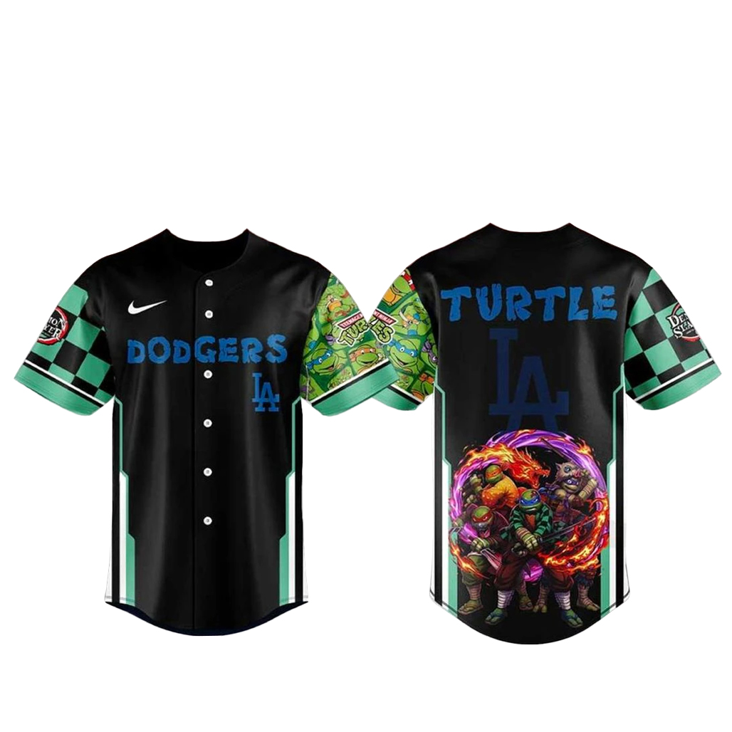 Los Angeles Dodgers x Ninja Turtles & Demon Slayer Baseball Jersey 1 Los Angeles Dodgers x Ninja Turtles & Demon Slayer Baseball Jersey