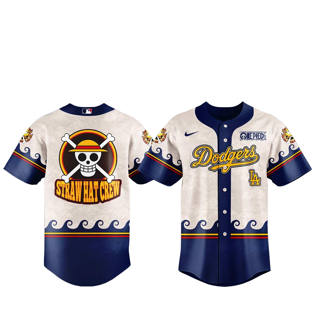 Los Angeles Dodgers x One Piece Night 2026 Straw Hat Crew Baseball Jersey 1 Los Angeles Dodgers x One Piece Night 2026 Straw Hat Crew Baseball Jersey