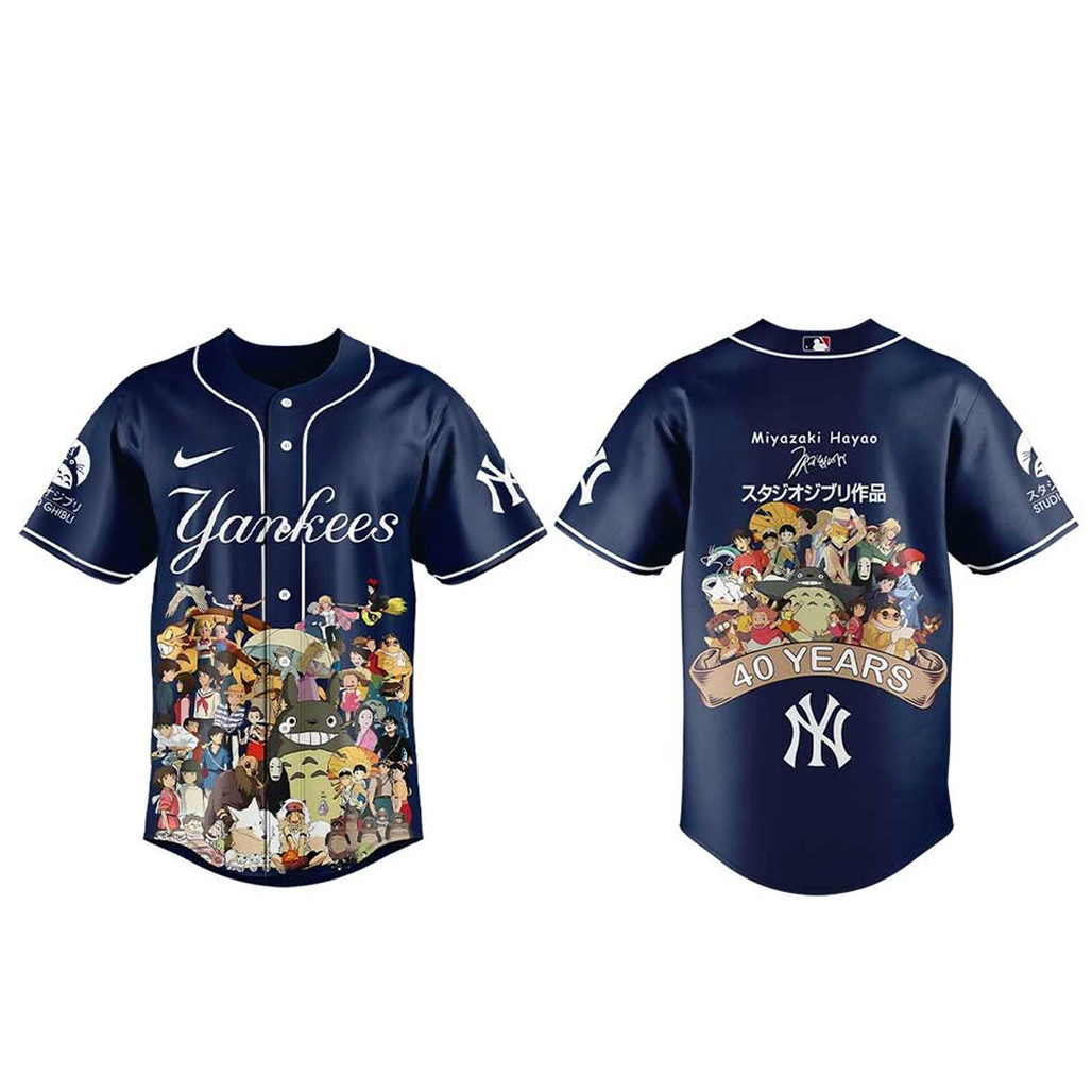 New York Yankees Miyazaki Hayao 40 Years Of Studio Ghibli 2026 Baseball Jersey 1 New York Yankees Miyazaki Hayao 40 Years Of Studio Ghibli 2026 Baseball Jersey