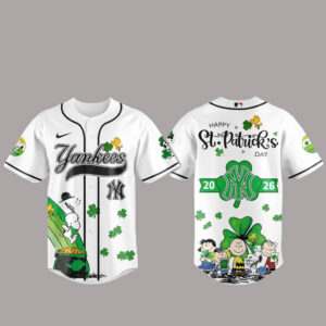 New York Yankees Peanuts Snoopy 2026 St. Patrick’s Day Baseball Jersey