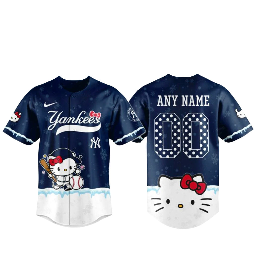 New York Yankees x Hello Kitty Night Custom Name and Number Baseball Jersey 1 New York Yankees x Hello Kitty Night Custom Name and Number Baseball Jersey