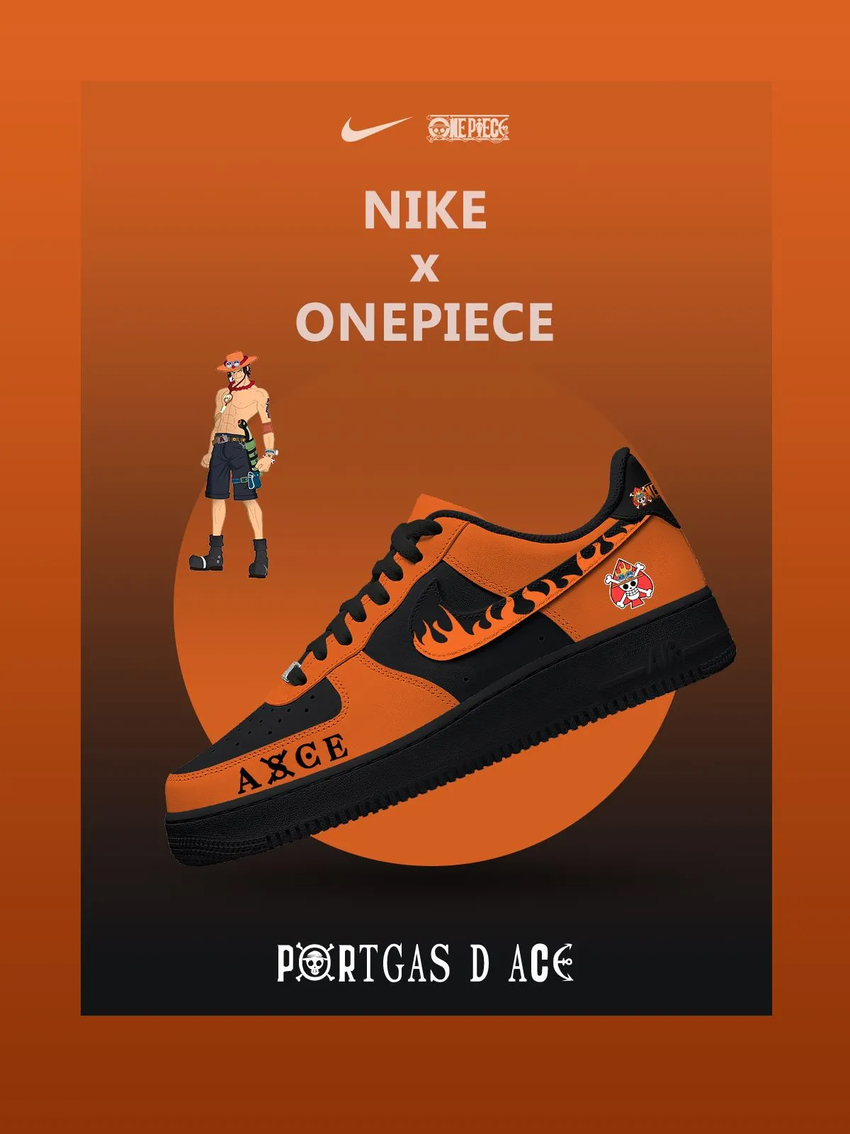 One Piece Portgas D Ace Air Force 1 Shoes Sneakers Version 2 1 One Piece Portgas D Ace Air Force 1 Shoes Sneakers Version 2