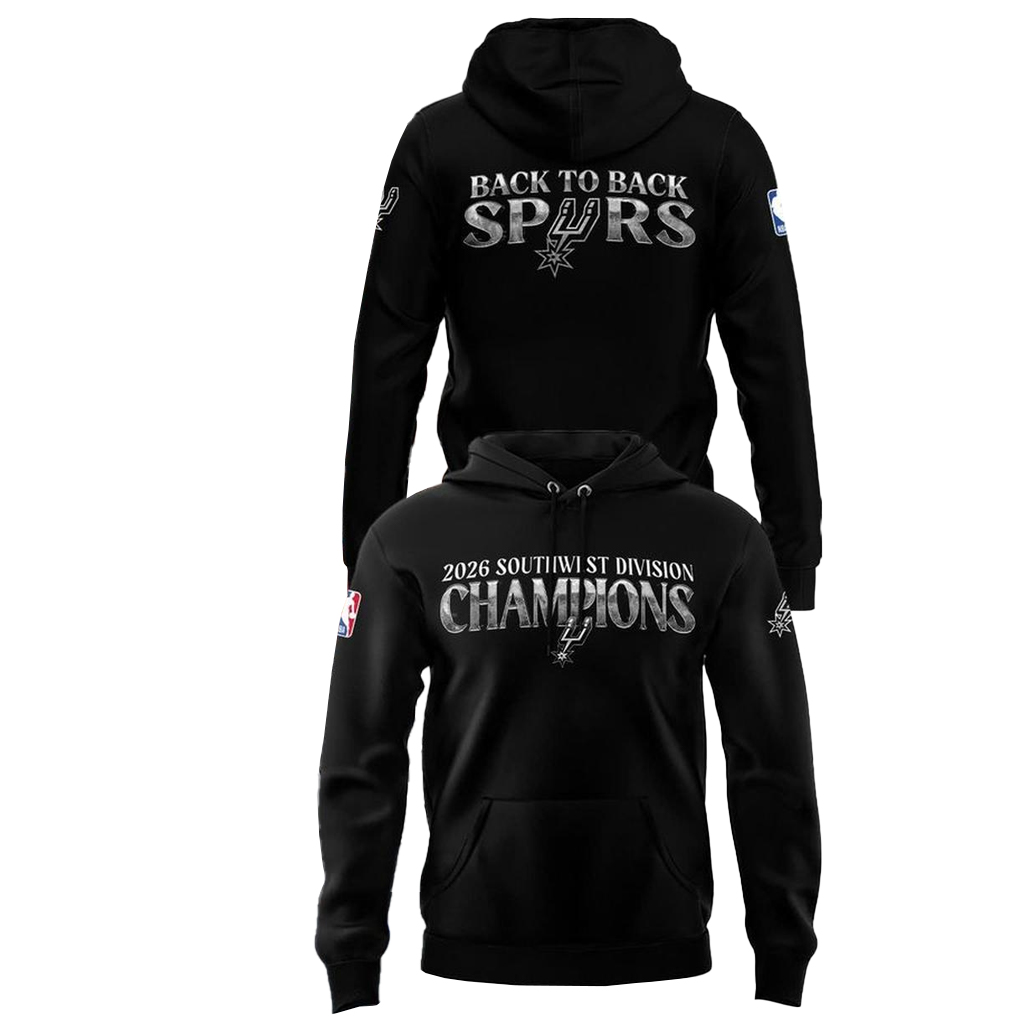 San Antonio Spurs 2026 Southwest Division Champions Back to Back Shirt 2 San Antonio Spurs 2026 Southwest Division Champions Back to Back Hoodie