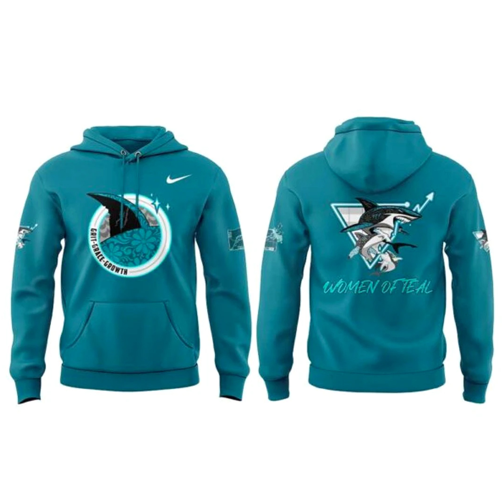 San Jose Sharks Women of Teal Night Shirt 2 San Jose Sharks Women of Teal Night Hoodie