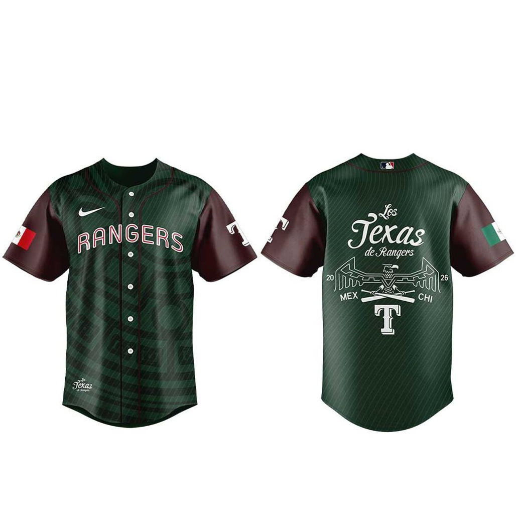 Texas Rangers Mexican Heritage Honor Night 2026 Baseball Jersey 1 Texas Rangers Mexican Heritage Honor Night 2026 Baseball Jersey