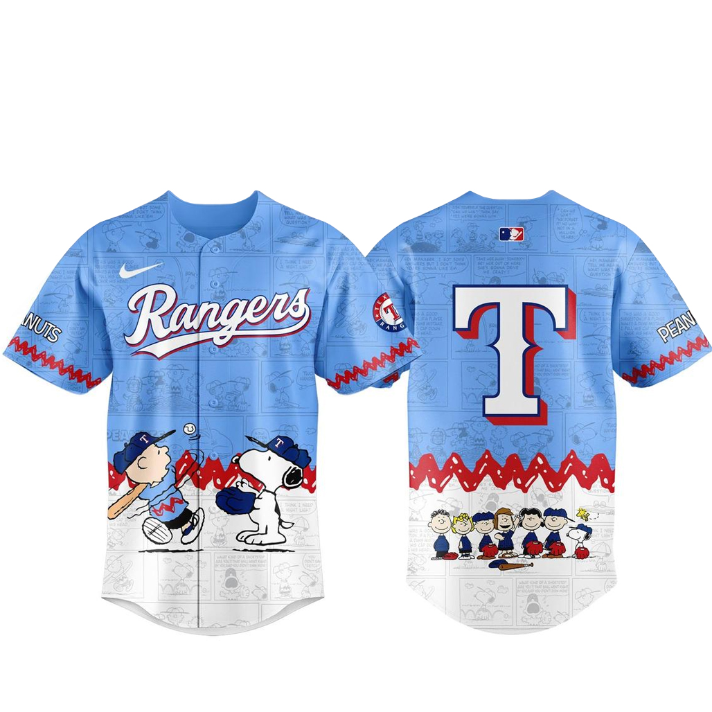 Texas Rangers Peanuts Day 2026 Gameday Celebration Baseball Jersey 1 Texas Rangers Peanuts Day 2026 Gameday Celebration Baseball Jersey