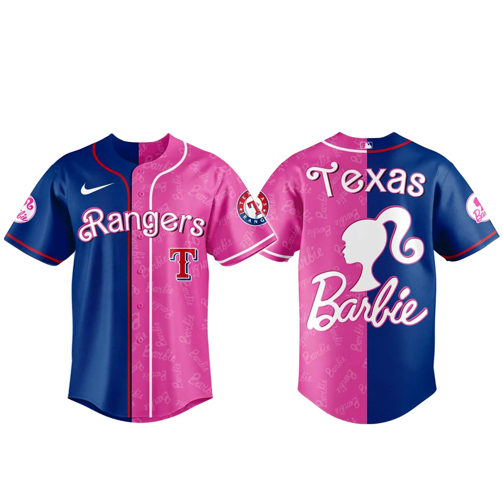 Texas Rangers x Barbie Night Game 2026 Baseball Jersey 1 Texas Rangers x Barbie Night Game 2026 Baseball Jersey