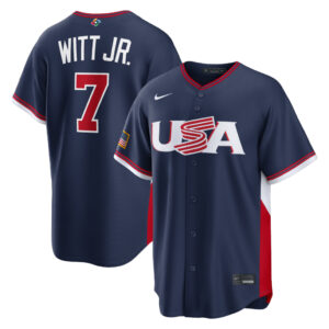 USA Baseball Bobby Witt Jr. Navy 2026 World Baseball Classic Road Stadium Baseball Jersey