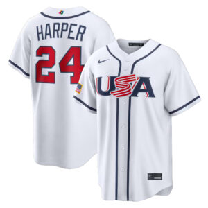 USA Baseball Bryce Harper White 2026 World Baseball Classic Home Stadium Baseball Jersey